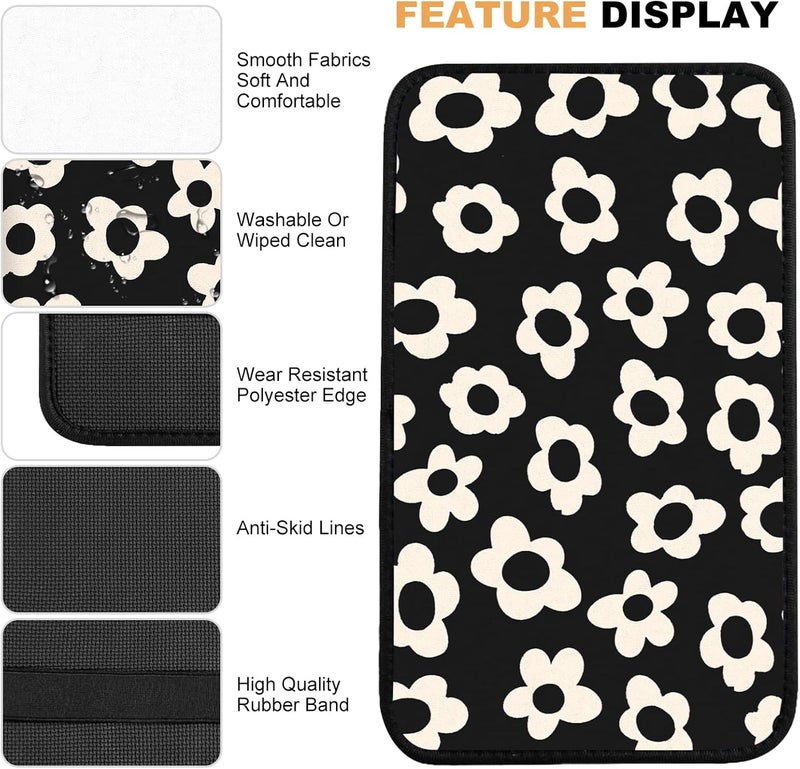 Adastrah Car Center Console Cover,White Flowers Auto Center Console Pad,Armrest Cover Protector for Vehicle SUV Truck Car - Image 4